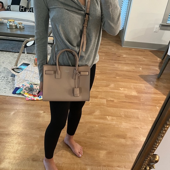 YSL Sac de Jour Baby in Smooth Leather in Pale Pink - Picture 9 of 11